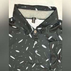 AndersonOrd Men’s Golf Polo Shirt XXL Black Paddleboard Print Performance